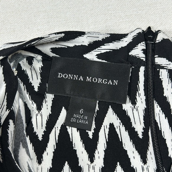 Donna Morgan Womens Small Black White Chevron Print Collared Wide Leg Jumpsuit - Picture 12 of 13